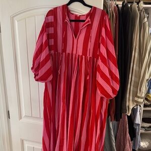Striped Red and Pink Women's Dress